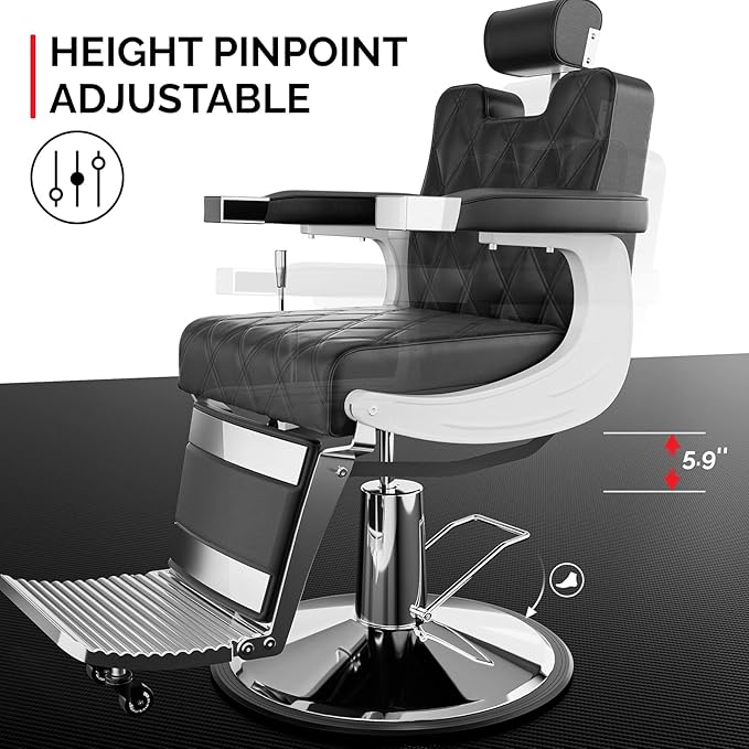 OmySalon Vintage Barber Chair Heavy Duty Professional Salon Chair for Hair Stylist, Reclining All Purpose Chair Hydraulic, Barbershop Beauty Spa Styling Tattoo Shampoo Equipment