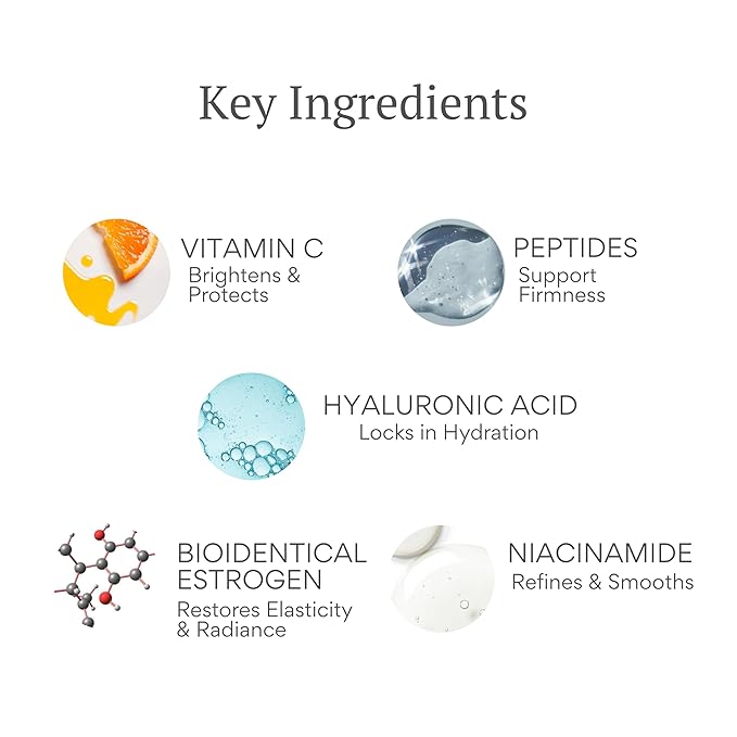 BIOBeauty Day Cream Vitamin C, Hydrating Anti-Aging Moisturizer Infused, Real Bioidentical Hormones, Hyaluronic Acid, Niacinamide, Peptides, Shea Butter, Green Tea, Revive Face & Under Eye (1oz)