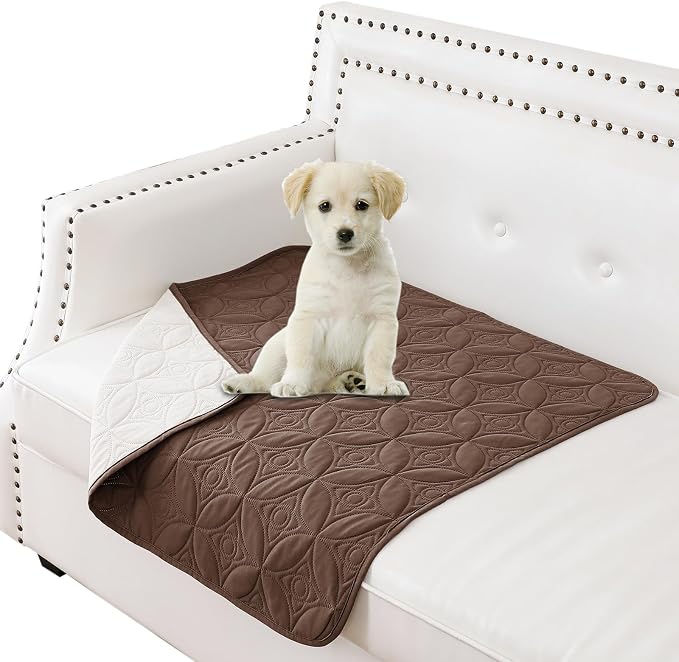 Waterproof Couch Cover for Dogs - Washable Pets Furniture Protector | TPU Leak-Proof Liner, Lightweight & Reversible, Fits Chair, Sofa, Bed, 30" x 30" , Chocolate/Cream