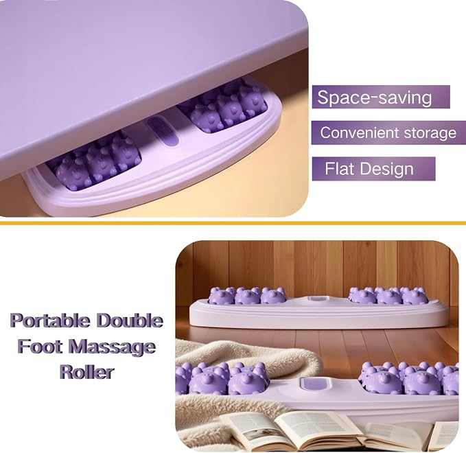 2025 New Portable Double Foot Massage Roller,Dual Foot Massage Roller, Portable Feet Massager Tool for Home Office Use