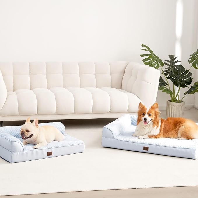 EHEYCIGA Orthopedic Dog Bed Medium Size, Memory Foam Dog Bed, Washblue | Small Dog Sofa with Washable Removable Cover, Waterproof Pet Couch for Crate with Nonskid Bottom, 30x20x6