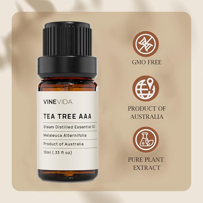 VINEVIDA Tea Tree Essential Oil - Undiluted, 10 mL - Candle Oil Scent - DIY Candle Scents