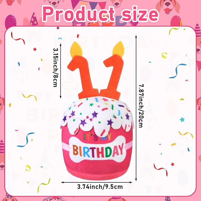 Dansydaisy Dog Birthday Cake Toy Squeaky Plush Gift,11th,Pink