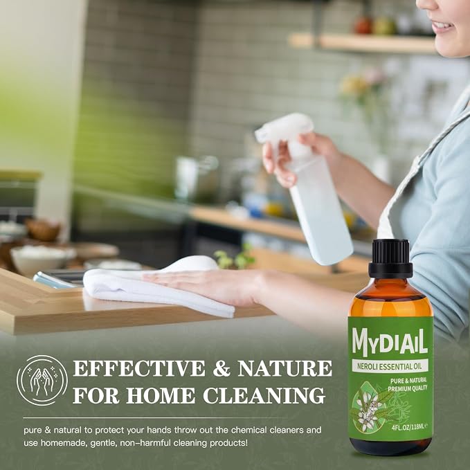 Neroli Oil (4OZ) Natural & Undiluted Neroli Essential Oil Premium Grade Aromatherapy Oil for Diffuser, Skin Care, Massage, Bathing, Soap & Candle/Perfume Making - 118ML