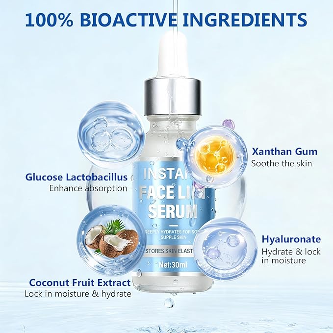 Instant Face Lift Serum - Advanced Firming & Skin Tightening Treatment for Face & Neck - Visibly Smooths Fine Lines, Wrinkles & Sagging Skin - Fast-Absorbing, Non-Greasy Formula - 1 Fl Oz