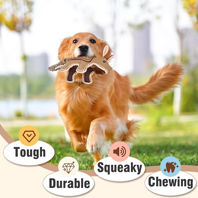 Tough Squeaky Dog Toys for Aggressive chewers Interactive to Keep Them Busy,Durable Funny Cute Tug of war Birthday for Small Medium Large (Armadillo)