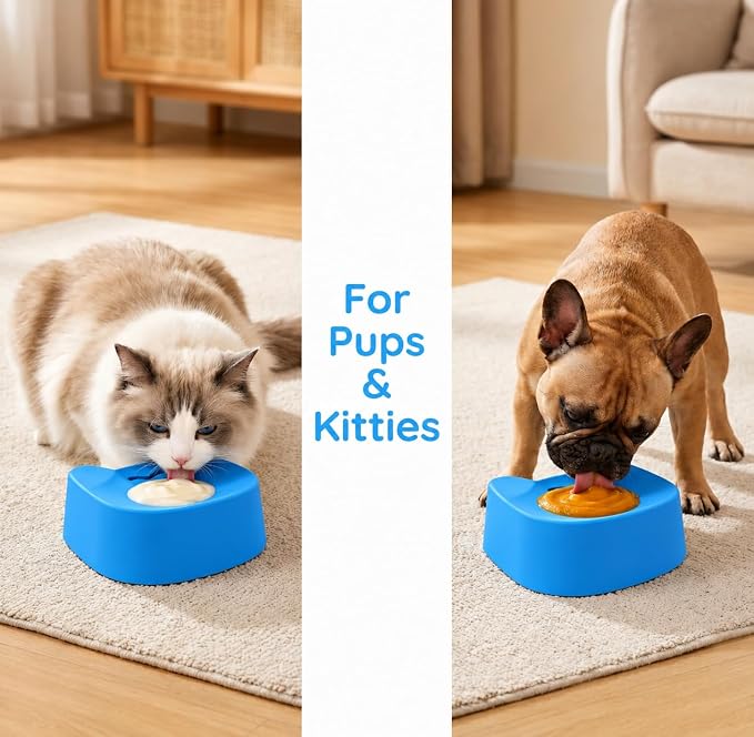 Slow Feeder Dog Bowl with Rolling Ball, Dog Lick Bowl for Yogurt & Peanut Butter, Liquid Treat Dispenser, Anti Choking Enrichment Toy for Small Medium Large Dogs Lick Sphere