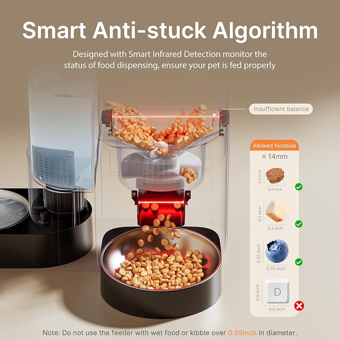 Automatic Cat Feeder and Water, 5G WiFi App Control Cat Dry Food Dispenser | 2-in-1 Auto Cat Feeder, 10s Voice Recording, 4L Food & 3L Gravity Waterer, 10 Meal 1-15 Portion Programmable for Multiple Pet
