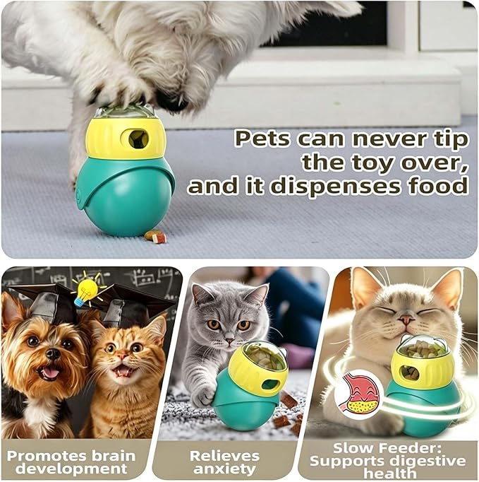 Cat Puzzle Feeder, Interactive Cat Dog Toys,Treat Dispenser(Yellow+Green)