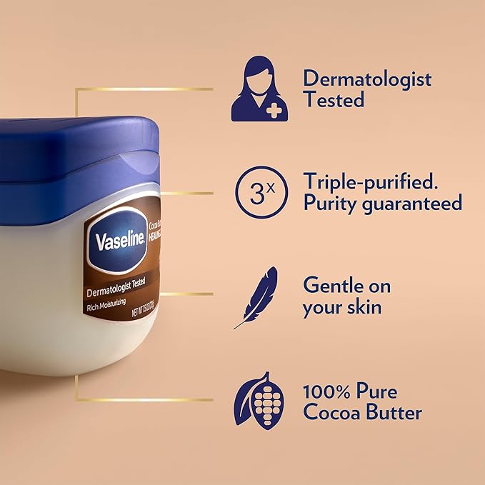 Vaseline Original & Cocoa Butter Healing Jelly Travel-Size Variety 2-Pack – Rich Moisturizing Ointment, Skin Protectant for Soothing Cracked, Dry Skin, 1.75 Oz Ea