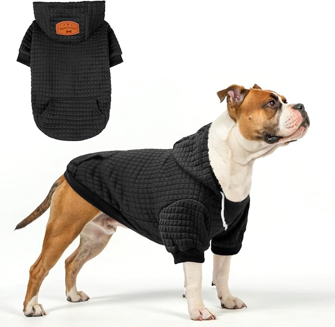 BEAUTYZOO Dog Hoodies Sweater for Large Dogs,Waffle‑Like Laminated Pet Coat | Warm Dog Sweatshirt with Pocket & Leash Hole,Pullover Clothes for Girl Boy Dogs,Stretchy & Easy‑On‑Off,Labrador & Great Danes