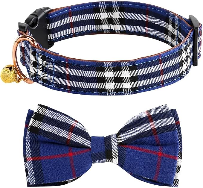 Yizepet Dog Collar with Bow Tie- Adjustable pet Collar for Dogs with Plastic Buckle Collar, Stylish Pattern for Small Medium or Large Boy and Girl Dog and Cat