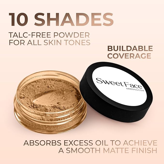 DEEP TAN FOUNDATION (20g Mid Size Sifter Jar) – Loose Mineral Foundation Powder – Lightweight, Matte Finish, Long Wear – Sweet Face Minerals, SPF 30
