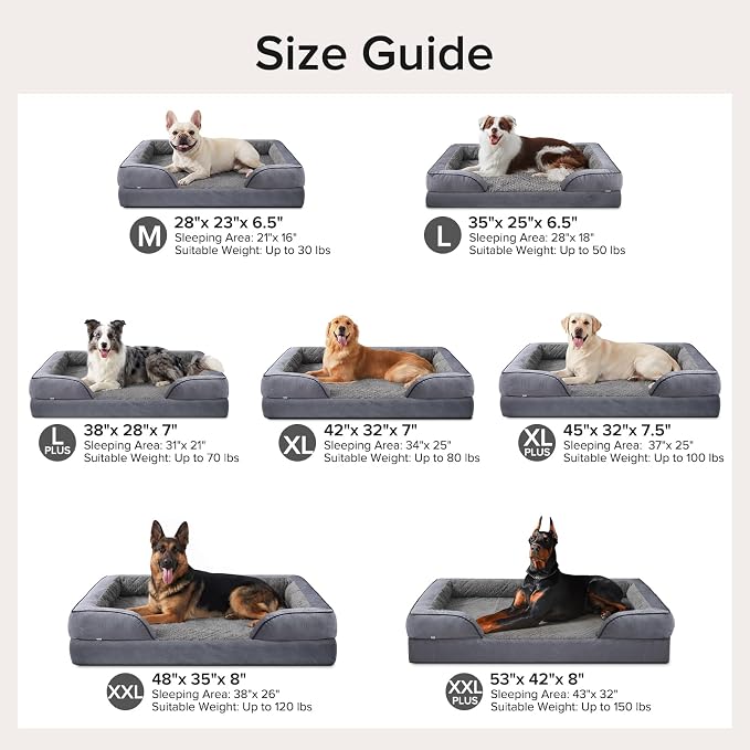 Orthopedic Extra Large Dog Bed, XXL Waterproof Dog Sofa, Egg-Crate Foam Couch with Washable Removable Cover, Waterproof Lining and Nonskid Bottom