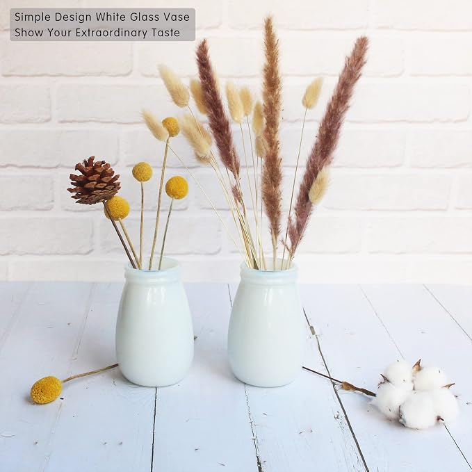YANLING 6 Pack White Vase for Decor Small Ceramic Vase for Flowers | Bud Vases for Home Decor White Flower Vase, Boho Vases Dried Flowers Vases