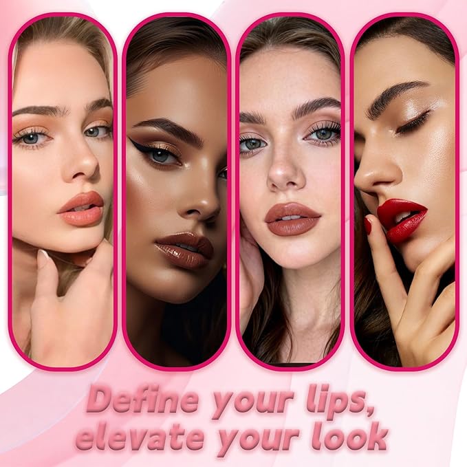 18 Colors Lip Liner Set, Lip Liner Pencil Collection, Smooth Moisturizing Waterproof Lip Liners for Precise Definition Fuller Lips, Smudge Proof Long Lasting, Beginner Friendly