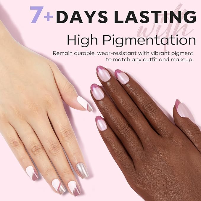 modelones Nail Polish Set 6 Colors, Pearl Pink Grey Beige Mini Quick Dry Nail Lacquer Kit, Bubble Bath Shimmer Pearlescent DIY Home Salon Nail Art Manicure Gift for Women Girls