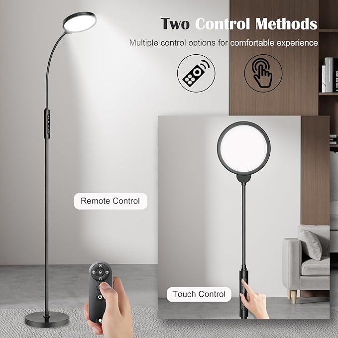Light Therapy Lamp 11000 Lux, 3 in 1 UV-Free LED Sunlight Lamp with 9 Brightness Levels & 7 Color Temperatures, Height Adjustable Floor Light, Full Spectrum Happy Therapy lamp for Home Office Bedroom