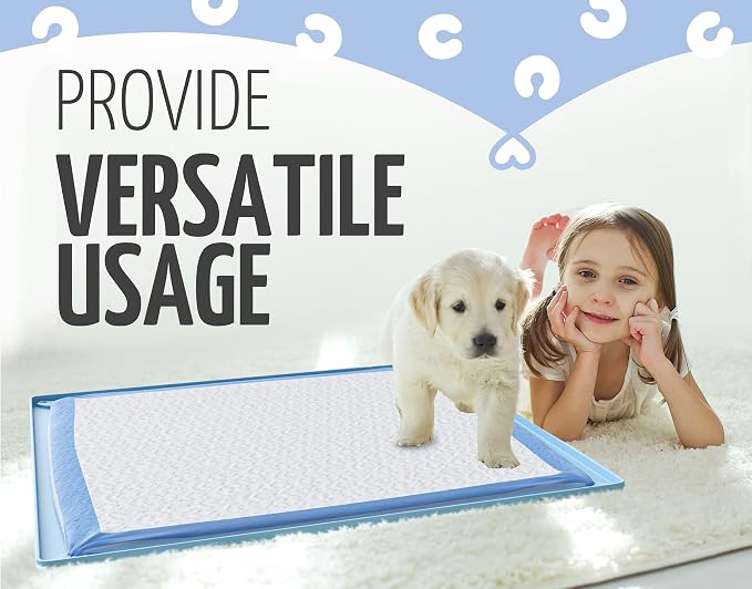 Dog Pee Pad Holder Tray Fits for 30” x 23” Pee Pads - 1 Pack - Blue | Corner Lock Holes, Raised Edges, Non Spill, Easy to Clean Silicone Dog Potty Tray Holder, For Indoor Floor Protection