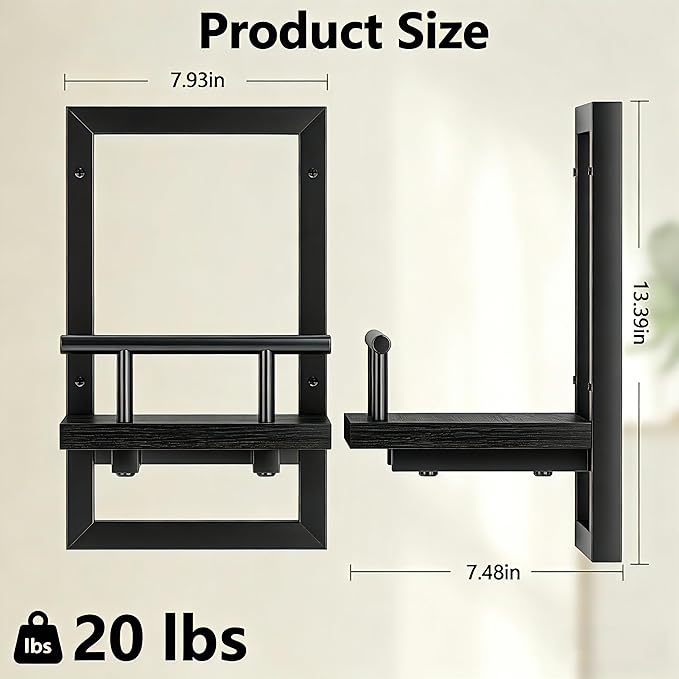 Sbosbo Floating Shelves for Wall Plant Shelf Indoor Wall Mounted Shelves | Wall Planters for Indoor Floating Plant Shelves for Bedroom, Living Room, Kitchen, Office, Bathroom Decor (Black, 2 Pack)