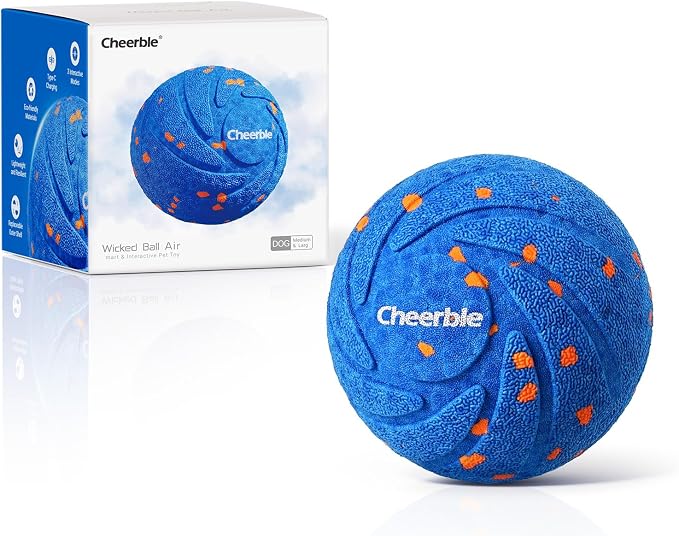 Cheerble Smart Interactive Dog Toy, Wicked Ball AIR, E-TPU Material | Automatic Moving, Bouncing, and Rotating, IPX7 Waterproof Rating, Active Rolling Ball for Puppy, Medium and Large Dogs