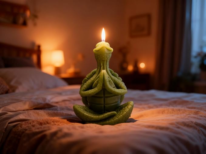 Turtle Yoga Pose Shaped Scented Candle,50G Aroma Soy Wax Decorative Art Candle for Table Photo Prop Birthday,Prefect Gift for Meditation Stress Relief Mood Boosting (Green)