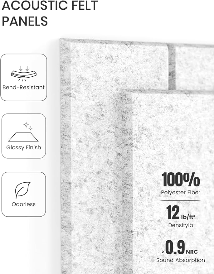 Fluxynara 48" x 36" Large Felt Bulletin Board, Light Gray | 12 Pack Cork Board Alternative with 60 Safe Adhesive Tabs, Pin Boards for Wall Decor, Home, Office, Classroom,Dorm