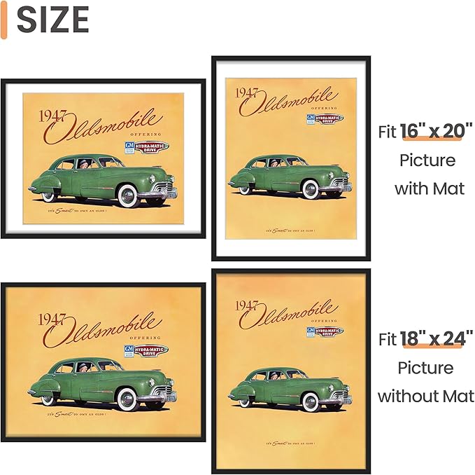upsimples 18x24 Picture Frame, Gallery Wall Frames Set of 5, Black | Poster Frame Collage Wall Decor, 16x20 Picture Frame with Mat for Family, Baby, Hallway, Christmas