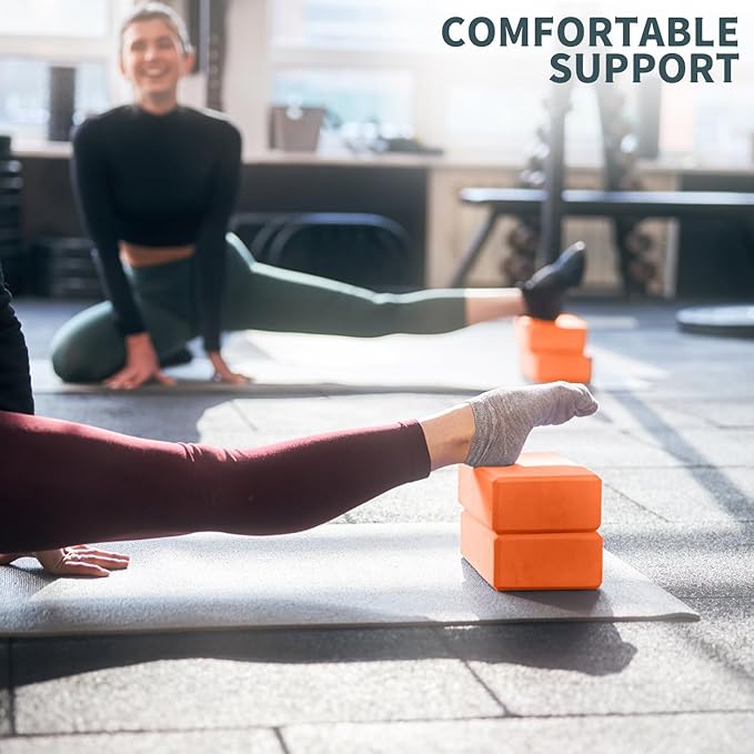 Yoga Blocks 2 Pcs, 9"x6"x3" Yoga Brick Foam Blocks EVA Foam Block Yoga Props Accessories for Yoga Pilates Stretching and Meditation