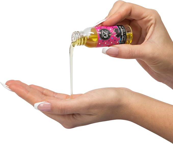 Lovehoney Cherry Flavored Massage Oil 1 fl oz & Red Handheld Body Massager Tool | Relaxation Massage Bundle