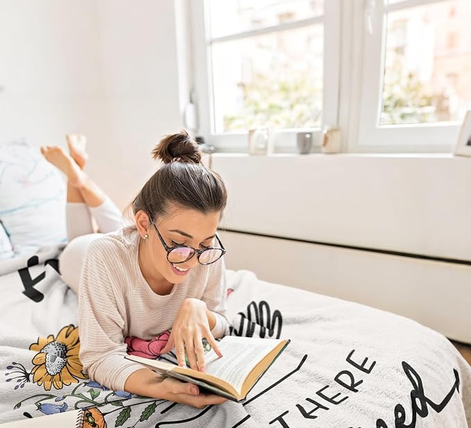 Get Well Gifts for Women/Men White Blanket 50"x60" | Inspirational/Thinking of You/Cancer Care/Feel Better/Surgery Recovery Gift for Women, Soft Hug/Get Well/Healing Blanket