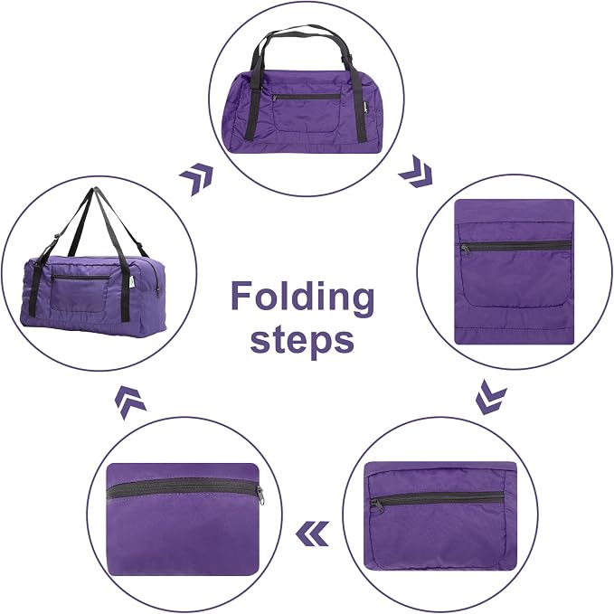 HOLYLUCK Foldable Travel Duffel Bag For Women & Men Luggage Great for Gym (Purple)