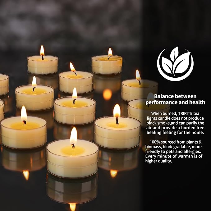 12 Pack Beeswax Tealight Candles, Lavender Scented Tea Light Candles, 4 Hours White Tea, Soy & Beeswax Candle with Essential & Natural Oils for Home & Party (Lavender)