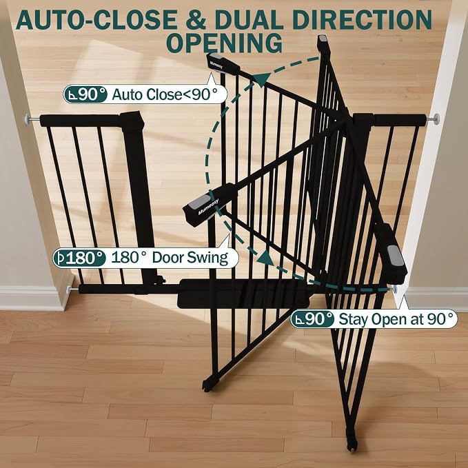 Mumeasy 36" Extra Tall Dog Gate, 29.7-46" Baby Gate for Stairs & Doorways