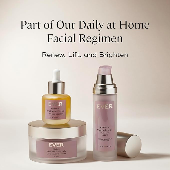 EVER Youthful Quattro Peptide Face & Eye Serum with LSR10 — 1 FL OZ — Firming, Smoothing Treatment For Lines Around Eyes, Mouth and Face