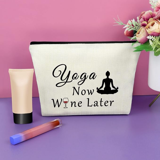 Sazuwu Yoga Gifts for Women Makeup Bag Meditation Birthday Gifts for Yoga Lovers Cosmetic Travel Pouch Christmas Retirement Present