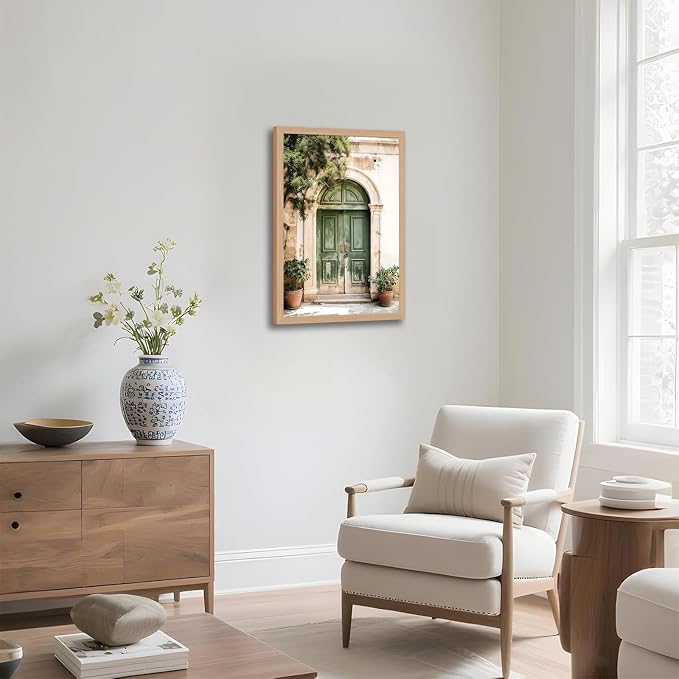 skysoon Mallorca Green Door Wall Art, Boho Mediterranean Architecture Print | Abstract Mediterranean Architecture Print, for Living Room Bedroom Office 12x16 Inch