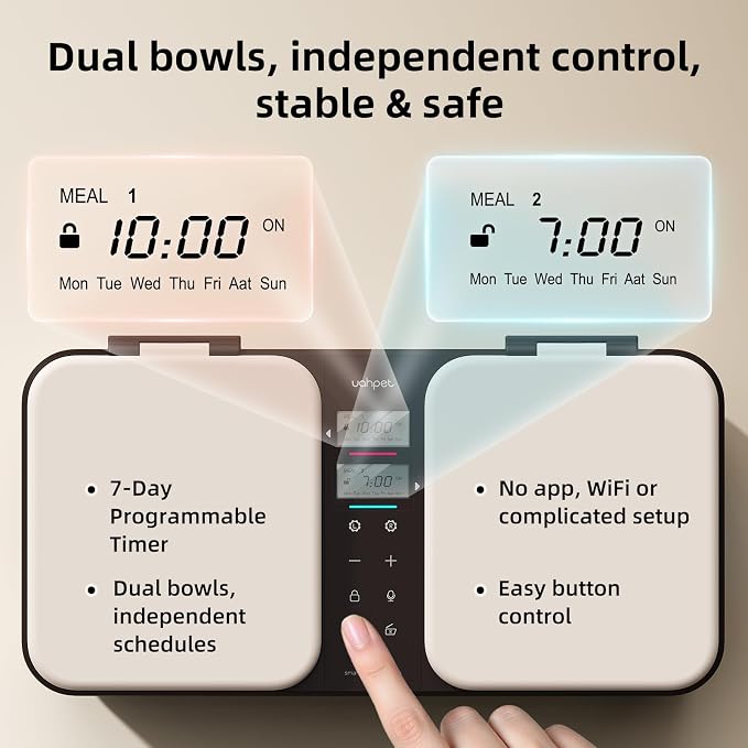 Cat Wet Food Automatic Feeder with Semiconductor Cooling & Pre-Heating, Programmable Timed Wet Food Dispenser for Cats, Stainless Steel Tray, Quiet, for 1-2 Cats Daily Use & Short Trips