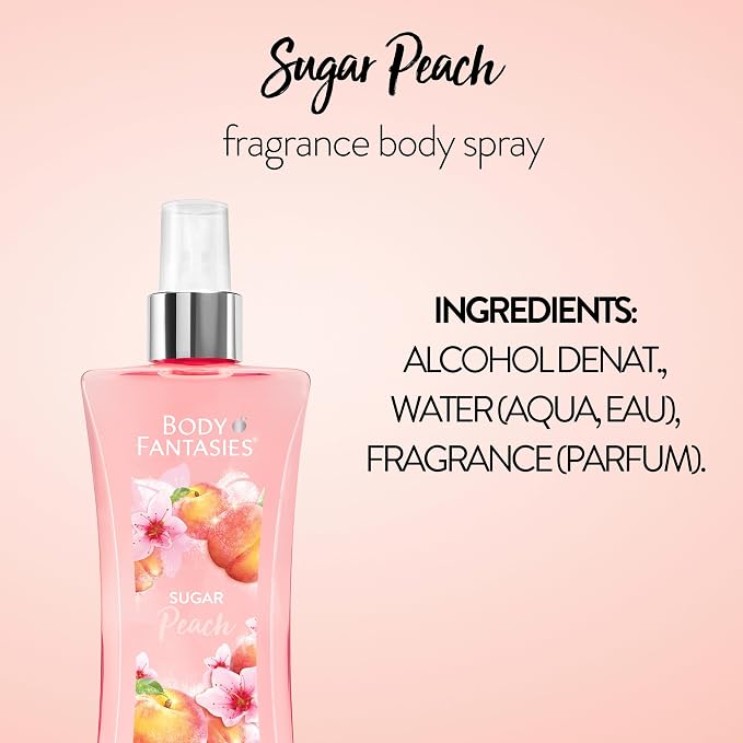 Body Fantasies Signature Fragrance Body Spray, Sugar Peach, 8 fl oz