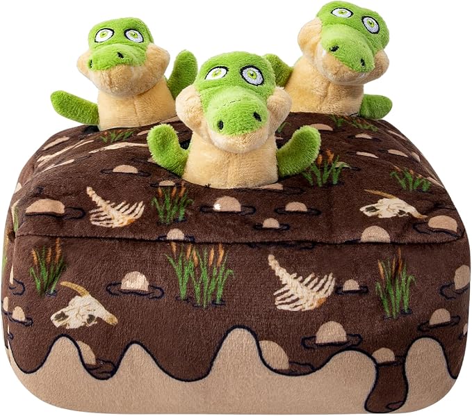 Hollypet Squeaky Hide and Seek Dog Toys for Small and Medium, Crocodile