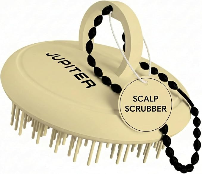 Jupiter Scalp Exfoliator - Scalp Massager Tool for Wet & Dry Hair - Ergonomic Detangler Brush - Dandruff Comb & Scrub to Remove Dandruff & Buildup and Support Circulation - Yellow