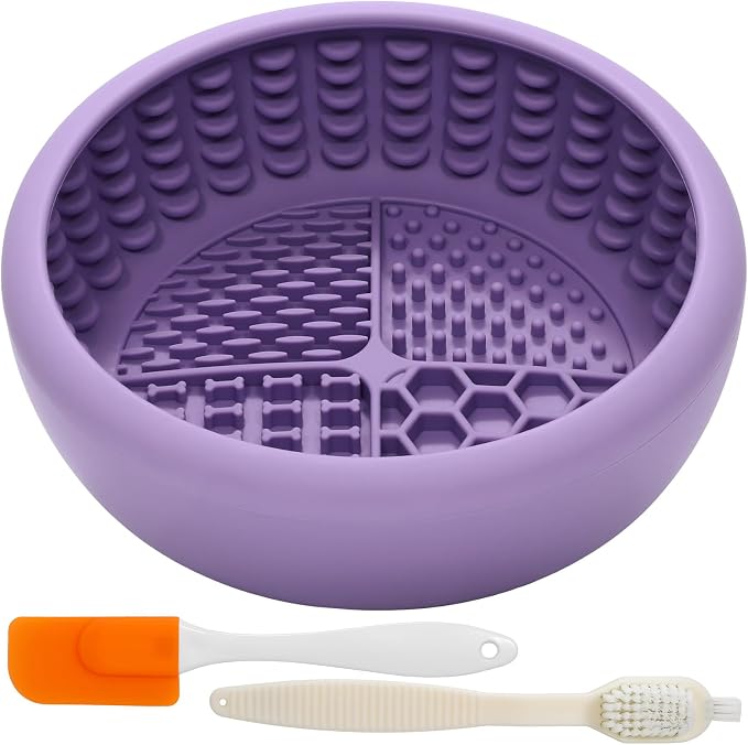 Dog Lick Bowl for Large Dogs, Lick Mat, Slow Feeder Lick Bowl with Brush and Scraper,Strong Suction, Freeze Licking Bowl for Anxiety Relief, Enrichment & Distraction, Dishwasher Safe 7.6 * 3.5 inch