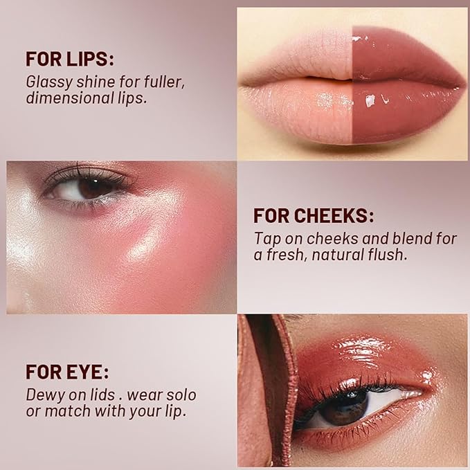 3 Colors Moisturizing Glossy Lip Gloss Lipstick Tint，Korean Long Lasting & Waterproof Lip Stain| Glossy Lip Gloss with Lovely Soft Butter Gloss | Buildable, Blendable, Moisturizing, Non-Sticky