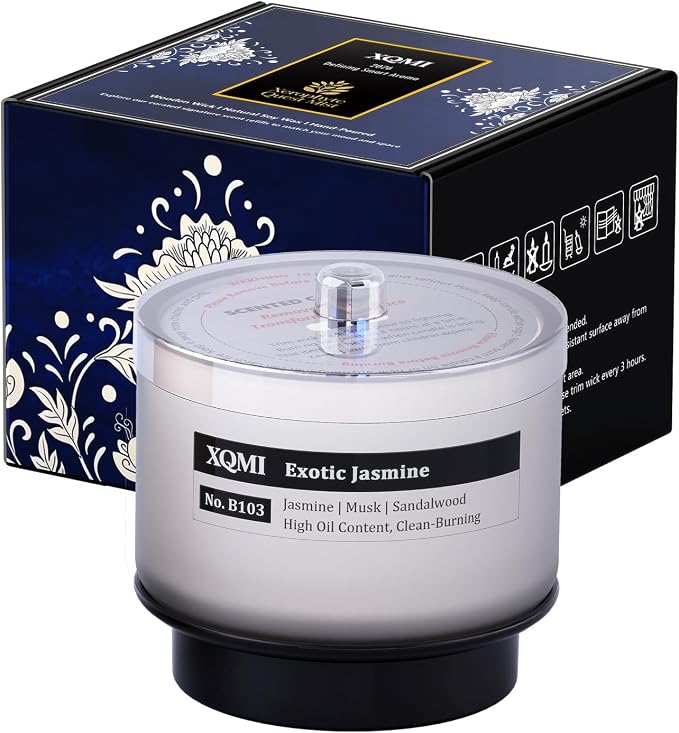Smart Scented Candle Replaceable Refill with smart chip, Exotic Jasmine, 4.25oz Large Jar with up to 35 Hour Burn, Giftable