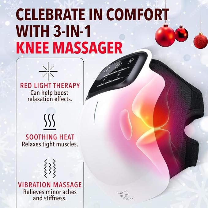 FORTHIQ Knee Massager Smart with Heat, Red Light and Vibration, 3-in-1 Cordless, 2025 Updated Edition, Gifts for Grandma & Grandpa, FSA-HSA Eligible