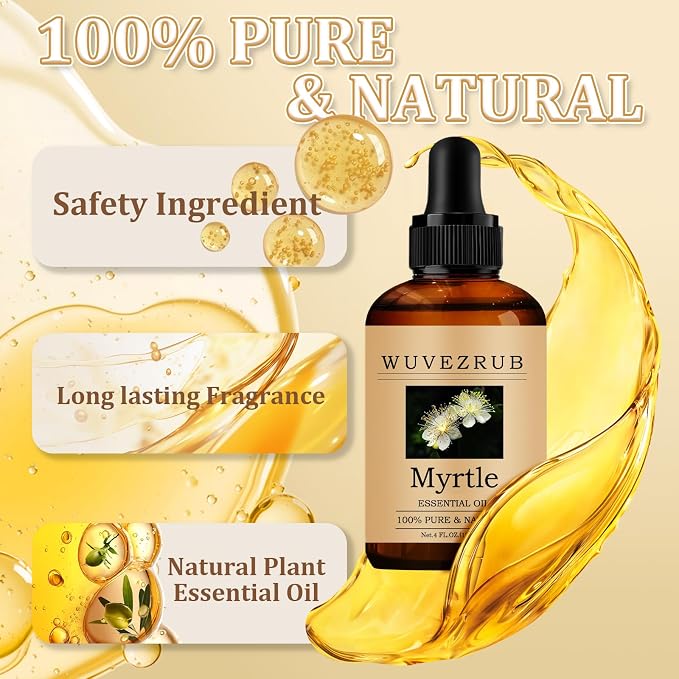 Myrtle Essential Oil 120ML - 100% Pure and Natural Oils for Aromatherapy Diffuser - 4 Fl Oz/Myrtle