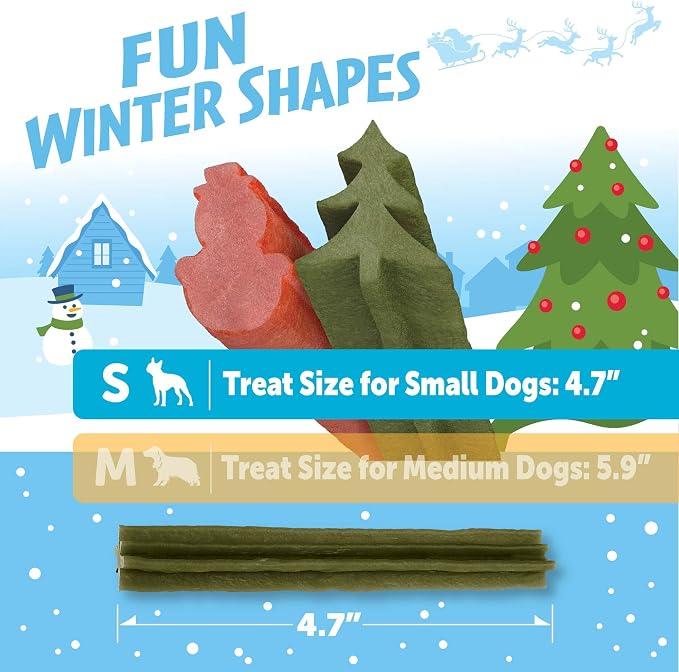 Wellness WHIMZEES Holiday Natural Dog Dental Treat, Christmas Winter Seasonal Gift, Chews, Freshens Breath, Small Size, 6.3 oz Bag, 12 Count