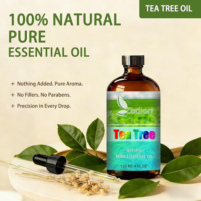 Tea Tree Essential Oil, Tea Tree Oil for Diffuser, 4 Fl Oz(120ml) | Candle Making, Soap Making, aroma, Strong Scent, Pure, Natural, Home Fragrance, Massage