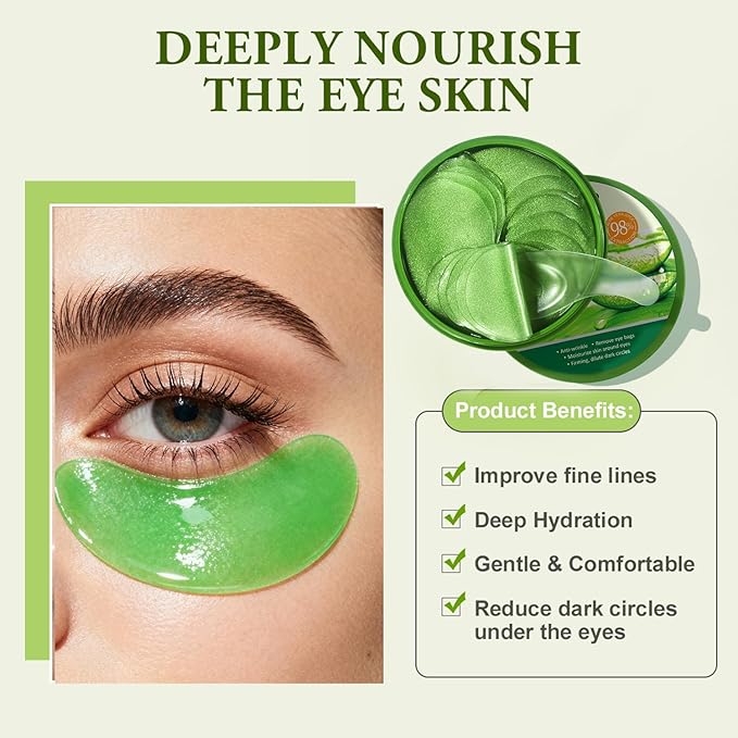 firstfly Under Eye Patches - 60 PCS Aloe Vera Eye Masks for Dark Circles and Puffiness, Hydrating Eye Mask Skincare, Stocking Stuffers, Eye Patches for Women Reduce Wrinkles and Fine Lines