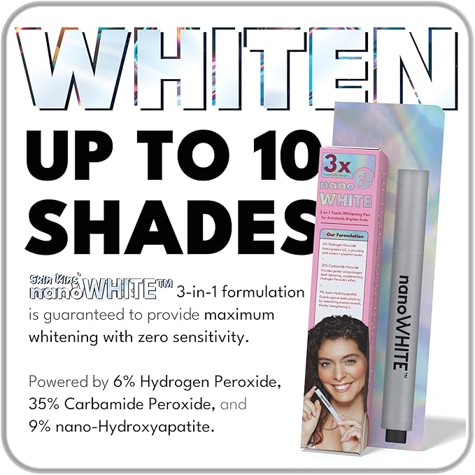 nanoWHITE 3-in-1 Professional Teeth Whitening Pen | Enamel Repairing Tooth Whitener with Nano-Hydroxyapatite & Dual Peroxide Gel | Instant Results & Zero Sensitivity | 30+ Uses